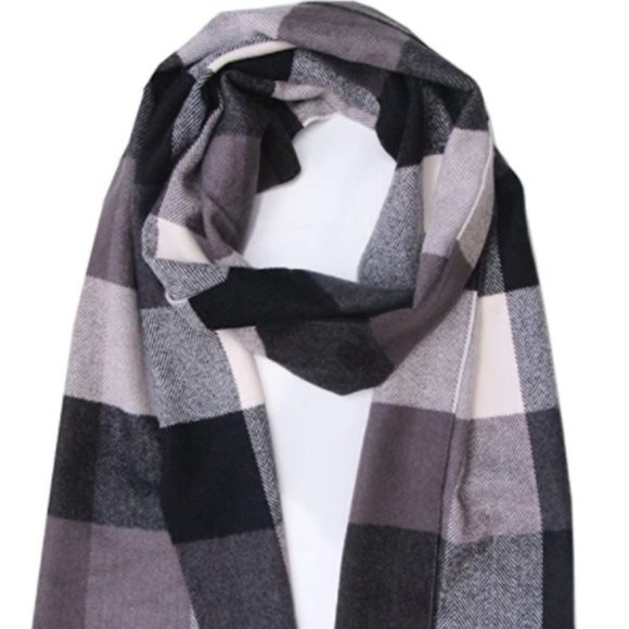 NEW Gray Buffalo Check Wool Scarf - Picture 2 of 6